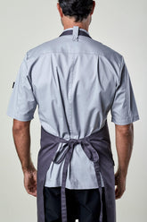 Back view image of person wearing Belfast Apron in Grey Twill. | BlueCut Aprons