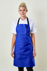 Image of person wearing Mise Canvas apron in french blue. | BlueCut Aprons