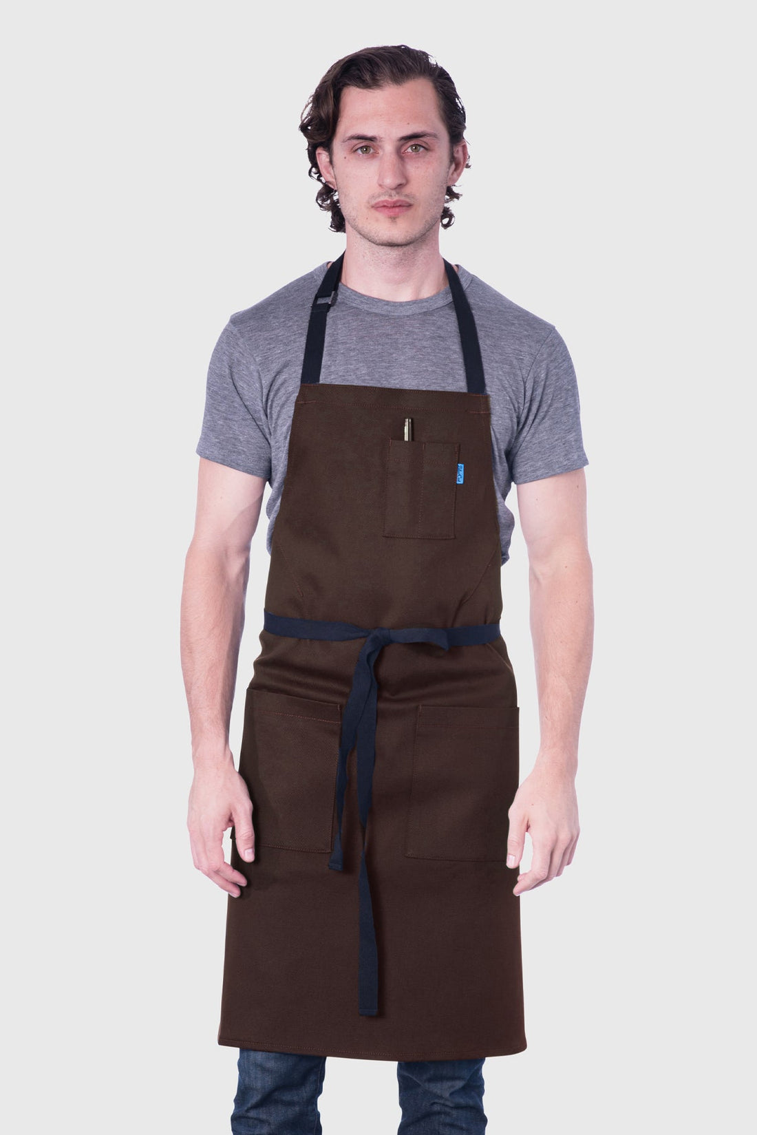 Image of person wearing Line Apron in Cotton Twill. | BlueCut Aprons