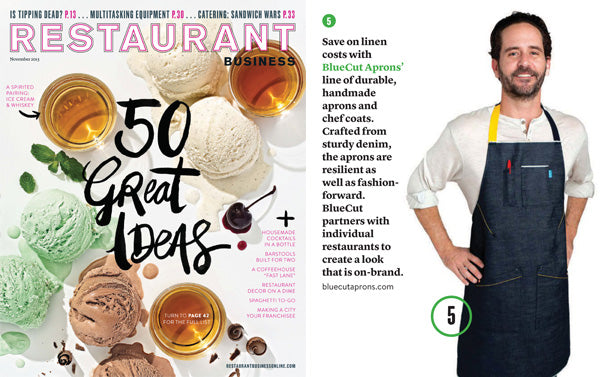 BlueCut Aprons featured in Restaurant Business Magazine