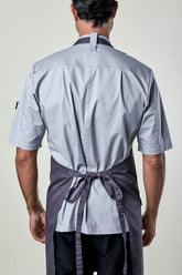 Back view image of person wearing Belfast Apron in Grey Twill. | BlueCut Aprons				