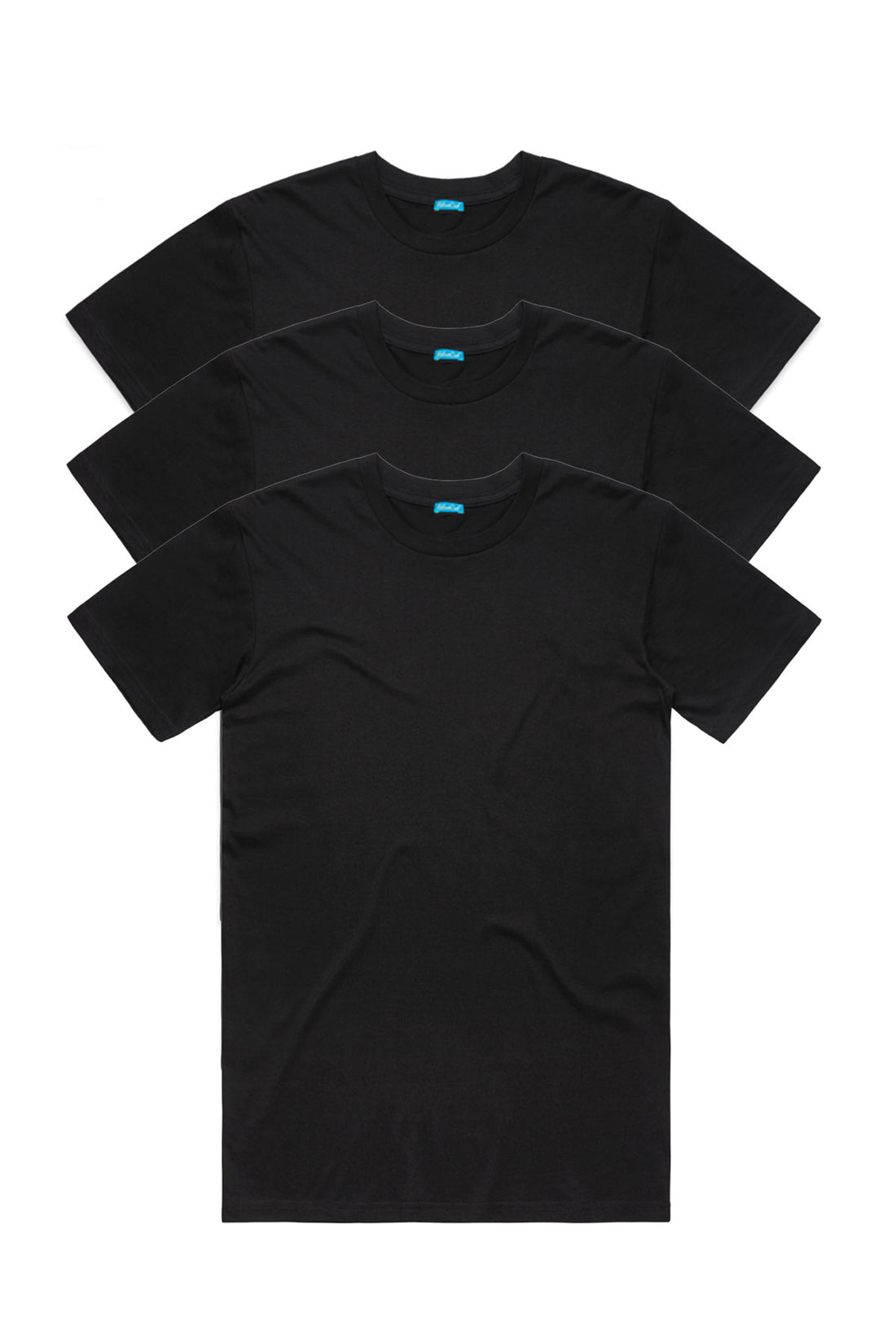 Flat image of 3pc pack black t-shirts