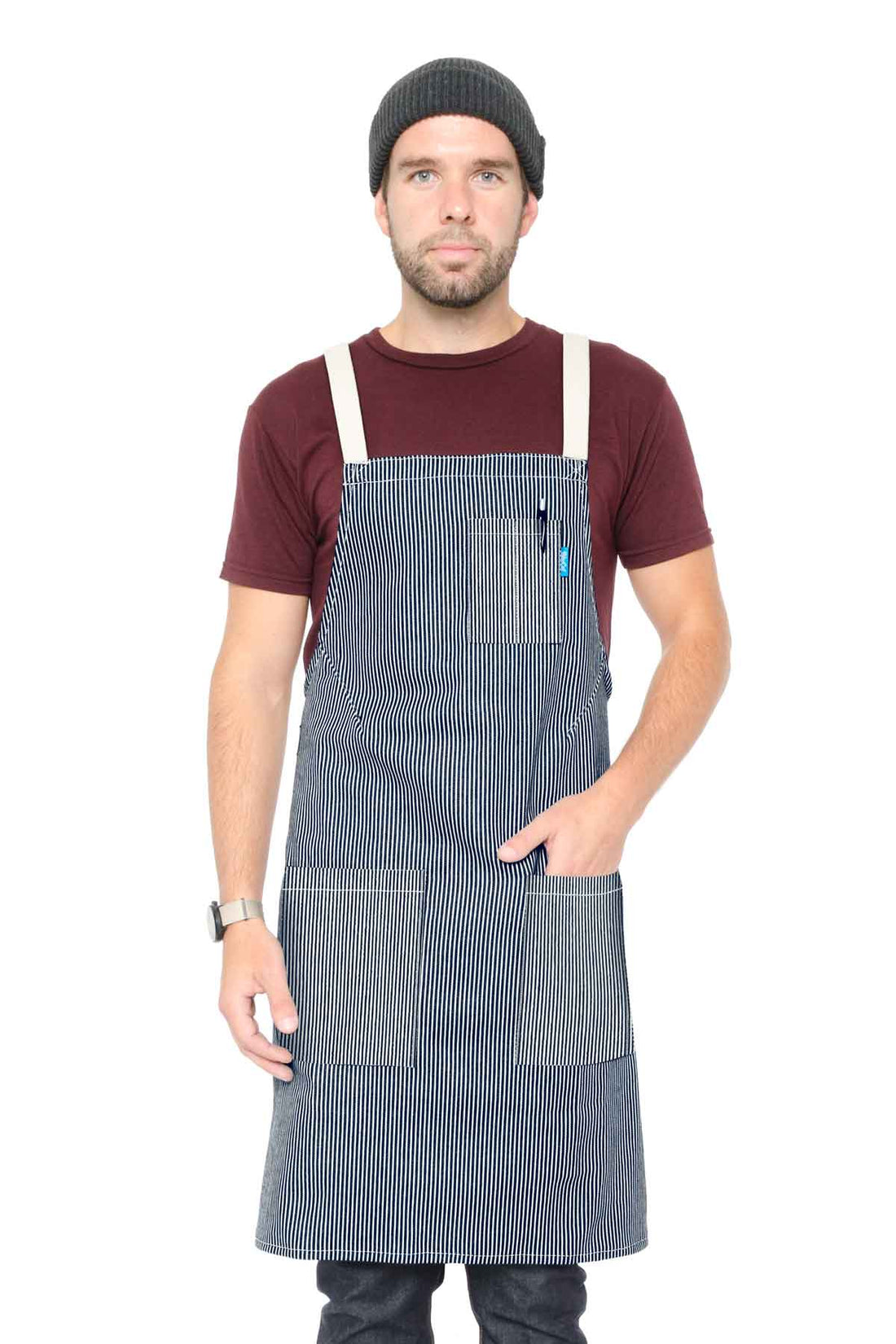 Lucca Crossback Apron - Railroad Stripe