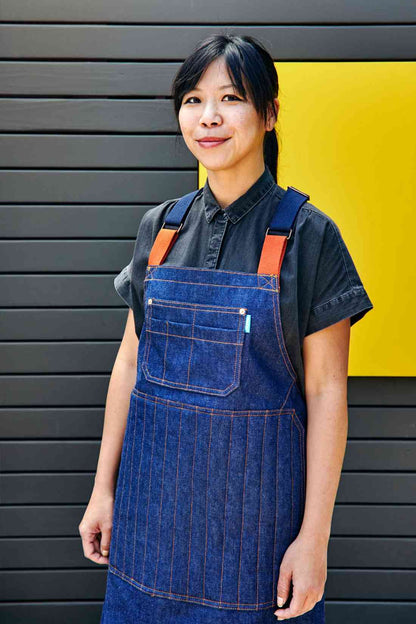 Image of a person wearing Pitmaster apron. | BlueCut Aprons