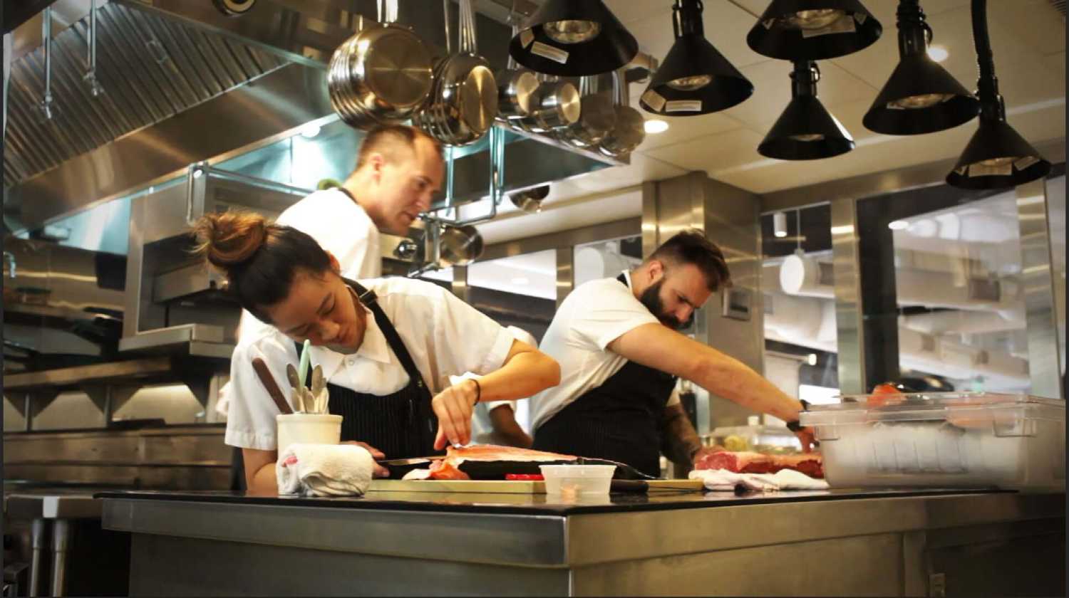 Image of chefs preparing a meal. | BlueCut Aprons