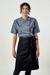 Image of person wearing Franklin Bistro Apron in Black Canvas. | BlueCut Aprons				
