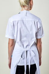Back view image of person wearing Mise Apron in White Twill. | BlueCut Aprons				