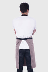 Back view image of person wearing Line Apron in Grey Poly Cotton Twill. | BlueCut Aprons