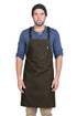 Image of person wearing Lucca Crossback Apron in Dark Brown Canvas. | BlueCut Aprons				
