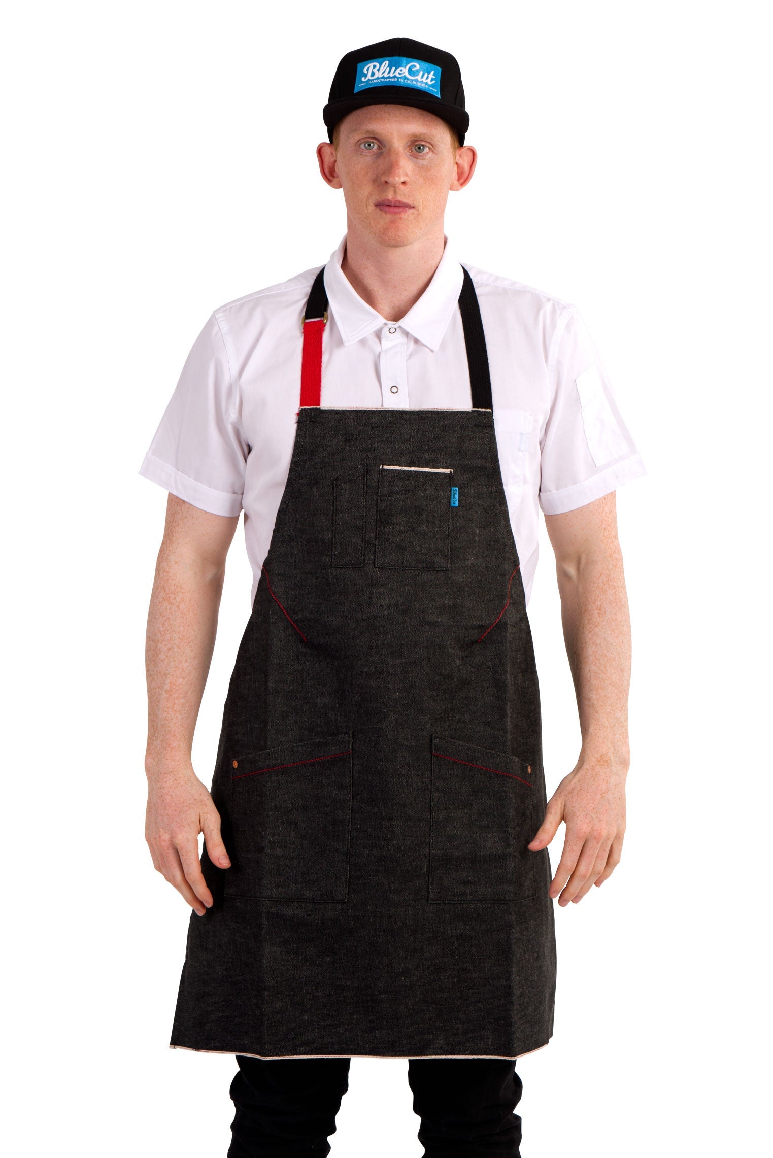 Bluecut Aprons - Premium Designer Apron selling Handcrafted in California Mason - Olive Selvage Denim