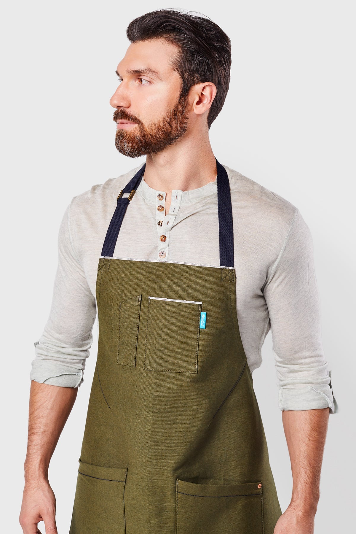 Bluecut Aprons - Premium Designer Apron Handcrafted in California Mason shops - Bubble Gum Selvage Denim