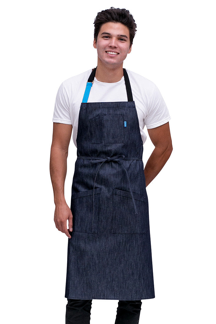 Parker Apron Indigo Denim- Sky Blue Strap